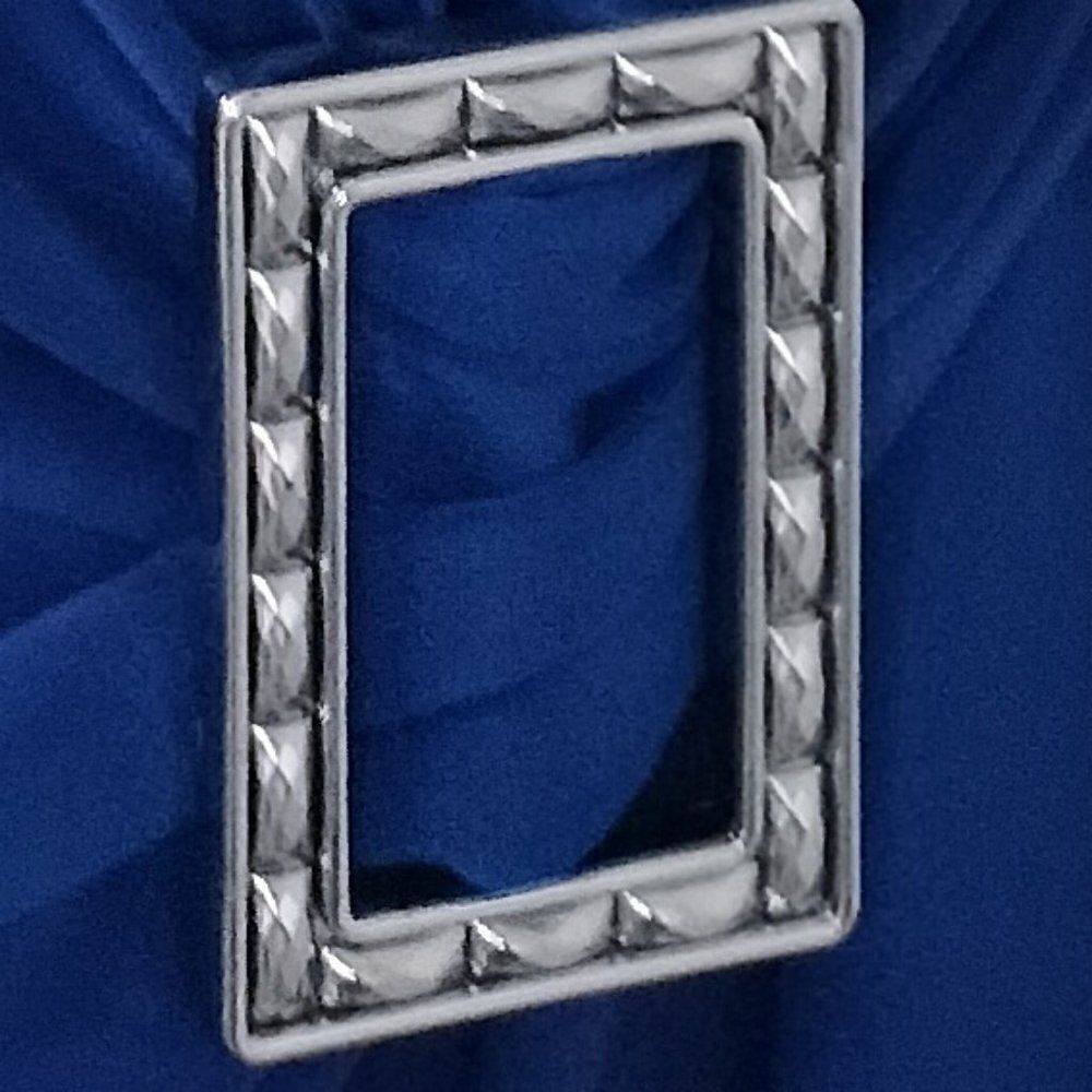 Royal Blue Wrap‎ Blouse Embellished Buckle Size M Jason Maxwell - Picture 8 of 9